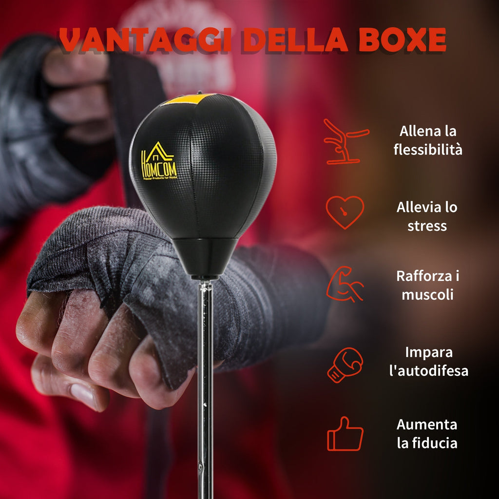 Boxing bag at adjustable height, gloves included, in pe and metal, 45x45x133-151cm, gold - Borge' Group Limited