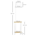 Modern Earth lamp with 2 levels table for living room and bedroom, in linen effect fabric, bamboo and steel, Ã˜37x162 cm - Borgè