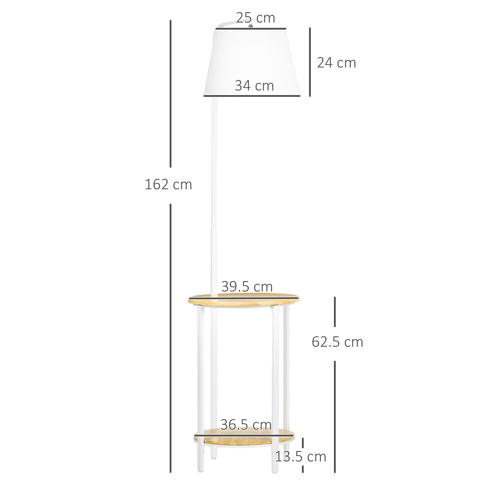 Modern Earth lamp with 2 levels table for living room and bedroom, in linen effect fabric, bamboo and steel, Ã˜37x162 cm - Borgè