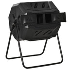 2-Section Rotating Garden Composter with 8 Air Vents, Home Composter in Steel and PP, 160 L, for Composting Organic Waste, 71x65x96 cm, Black - Borge' Group Limited