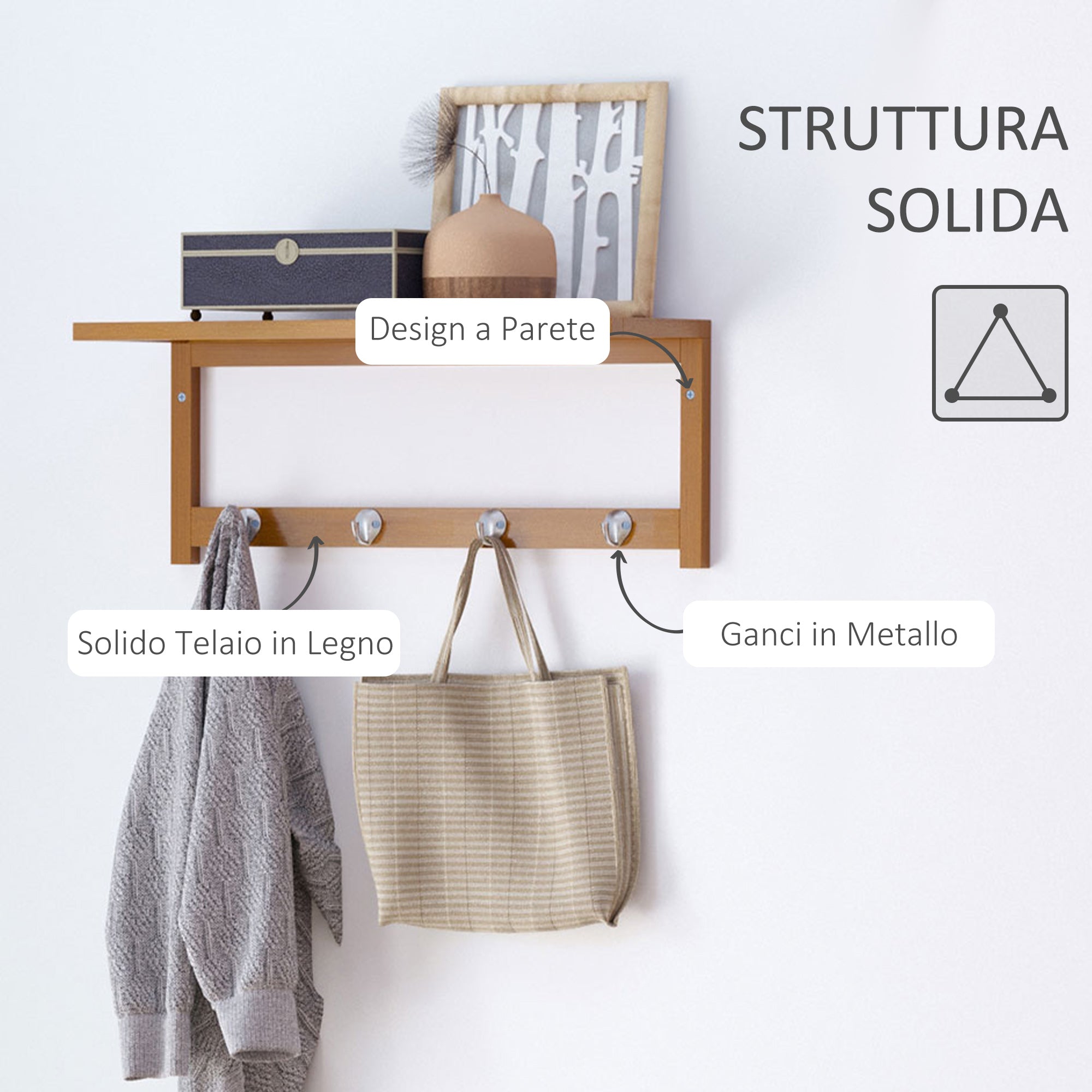 Wall Coat Hanger | Hanging Bamboo | 50x17x20cm - Borgè