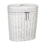 Cesto Boarder holder in wicker with lid and internal sack in washable fabric, white - Borgè