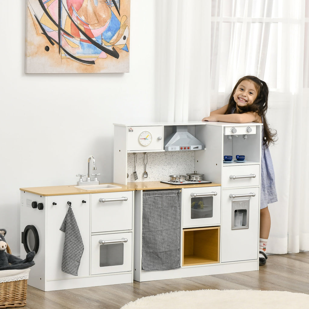 Homcom cuisine 2 pieces for children 3-6 years with kitchen utensils, lights and sound effects, in mdf and pp - Borgè