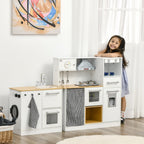 Homcom cuisine 2 pieces for children 3-6 years with kitchen utensils, lights and sound effects, in mdf and pp - Borgè