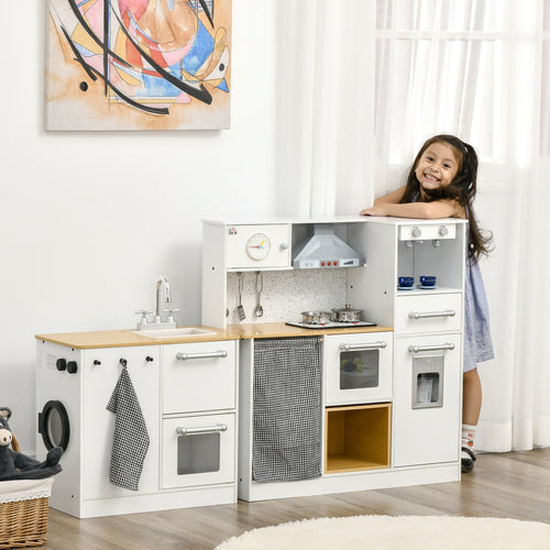 Homcom cuisine 2 pieces for children 3-6 years with kitchen utensils, lights and sound effects, in mdf and pp - Borgè