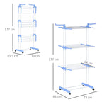 Clothes Drying Rack | 4 level folding Clothes Rack with Swivel Wings and 4 wheels | 73x64x177 cm - Borgè