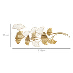 Homcom 3D Metal Wall Decoration, Golden Wall Art with Ginkgo 138x70cm leaves - Borgè