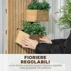 Outsunny vertical wooden flower florker with 3 removable vessels, 60x16x80cm - Borgè