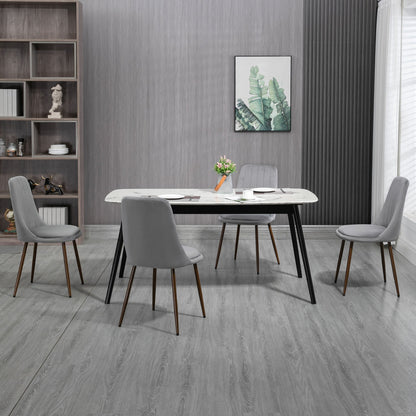 Padded Kitchen dining Chairs, 4 -piece Set of Polyester and Steel, 47x55x86 cm, Grey - Borgè