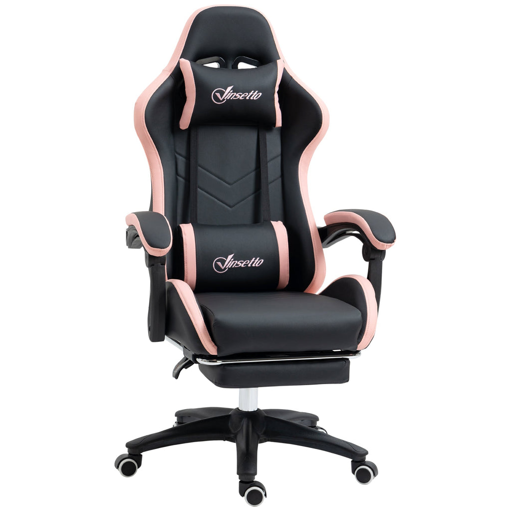 Pink and black gaming chair with adjustable height and reclining height, 65x65x121-129 cm - Borgè