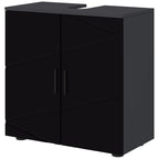 Kleankin Mobile Sublavabo Wooden Bath with 2 -door locker, 60x30x60cm, black - Borgè