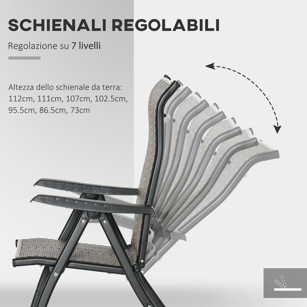 Set of 2 Folding PE Rattan Garden Chairs, 7-Position Backrest, 71x58x111cm - Borge' Group Limited