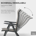 Set of 2 Folding PE Rattan Garden Chairs, 7-Position Backrest, 71x58x111cm - Borge' Group Limited