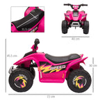 quad for electric children with 6V rechargeable battery, speed 2.8-4.6km/h, age 18-36 months, 72x40x45.5cm, pink - Borgè