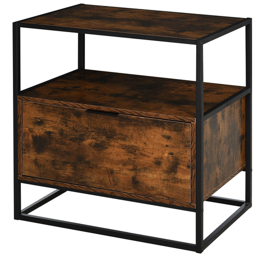 industrial style belief, wooden and metal vintage dresser for living room or room with 1 drawer 73x45.5x76cm - Borgè