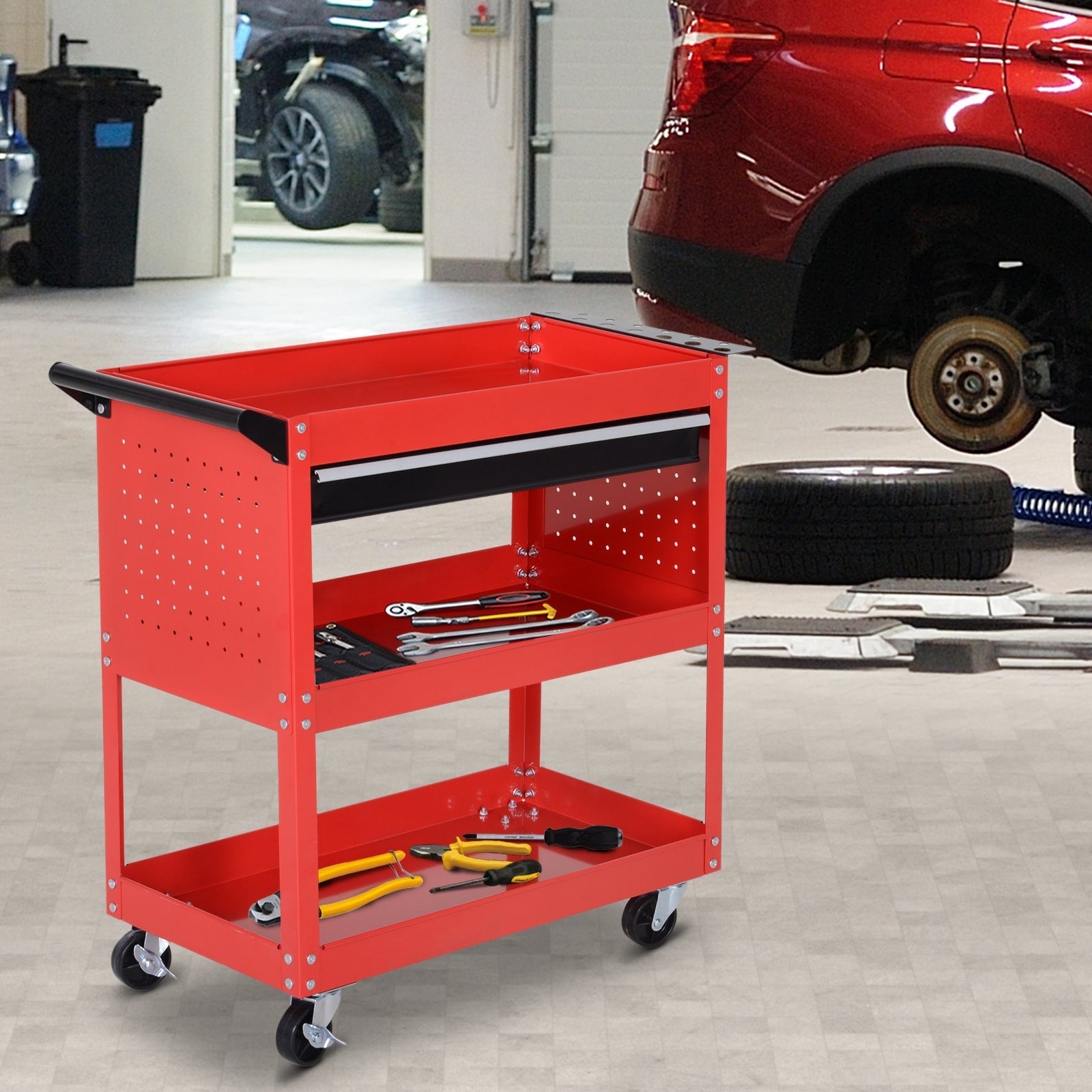 Durhand Planning Trolley from Officina, Rosso, 70x35x75.5cm - Borgè