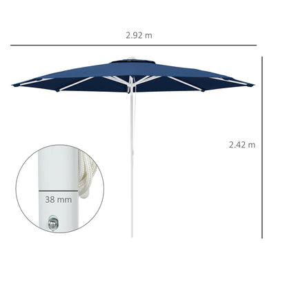 Outsunny garden umbrella with adjustable height in metal and polyester, Ã˜292x242 cm, dark blue - Borgè