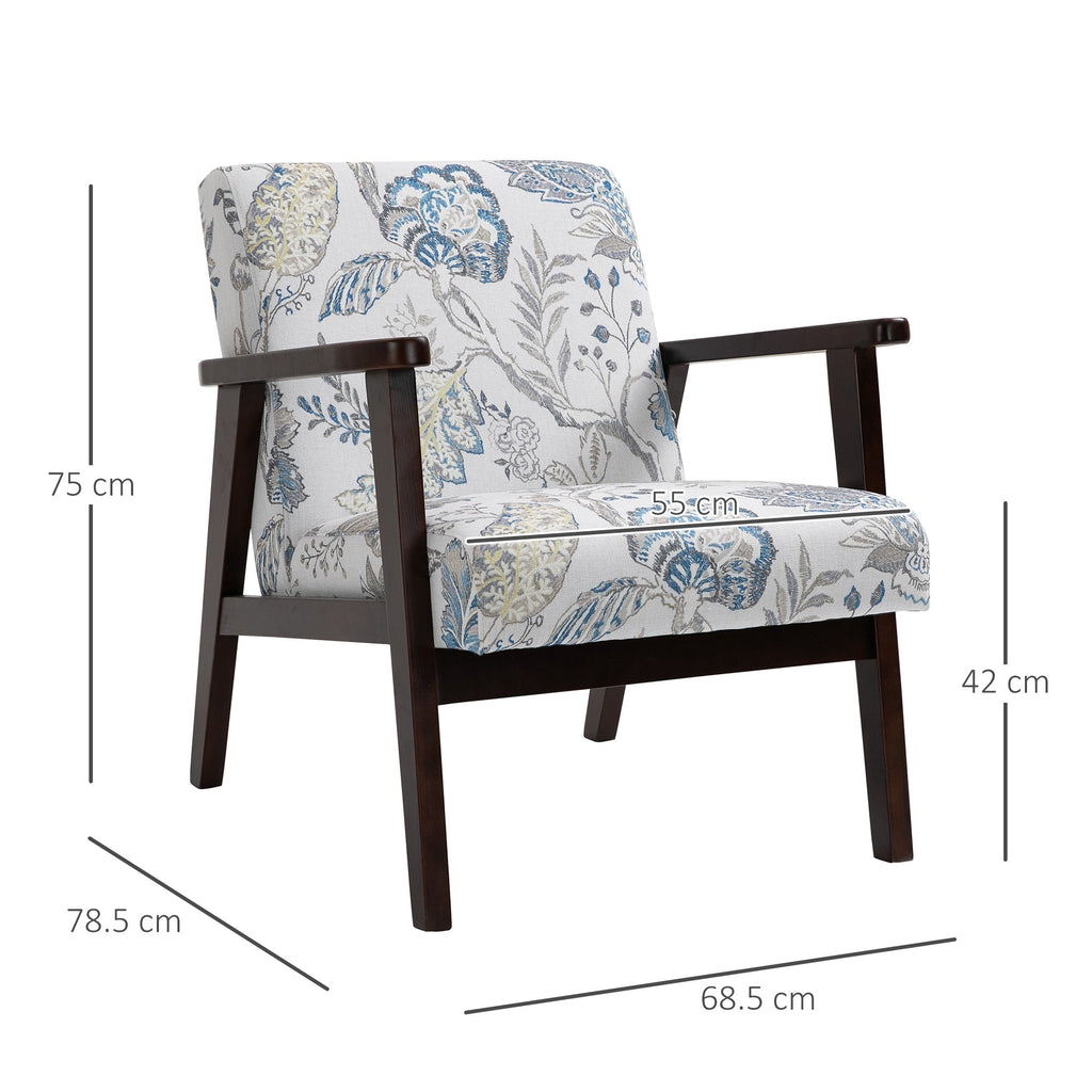 Seat for Living Room Padded armchair with wooden armrests and fabric - Borgè