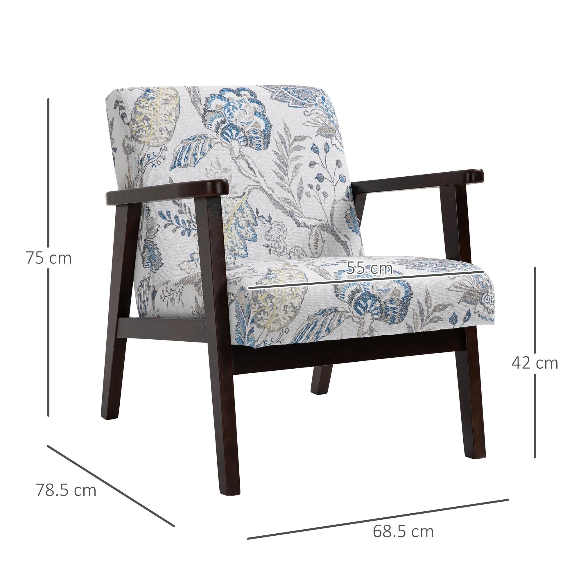 Seat for Living Room Padded armchair with wooden armrests and fabric - Borgè
