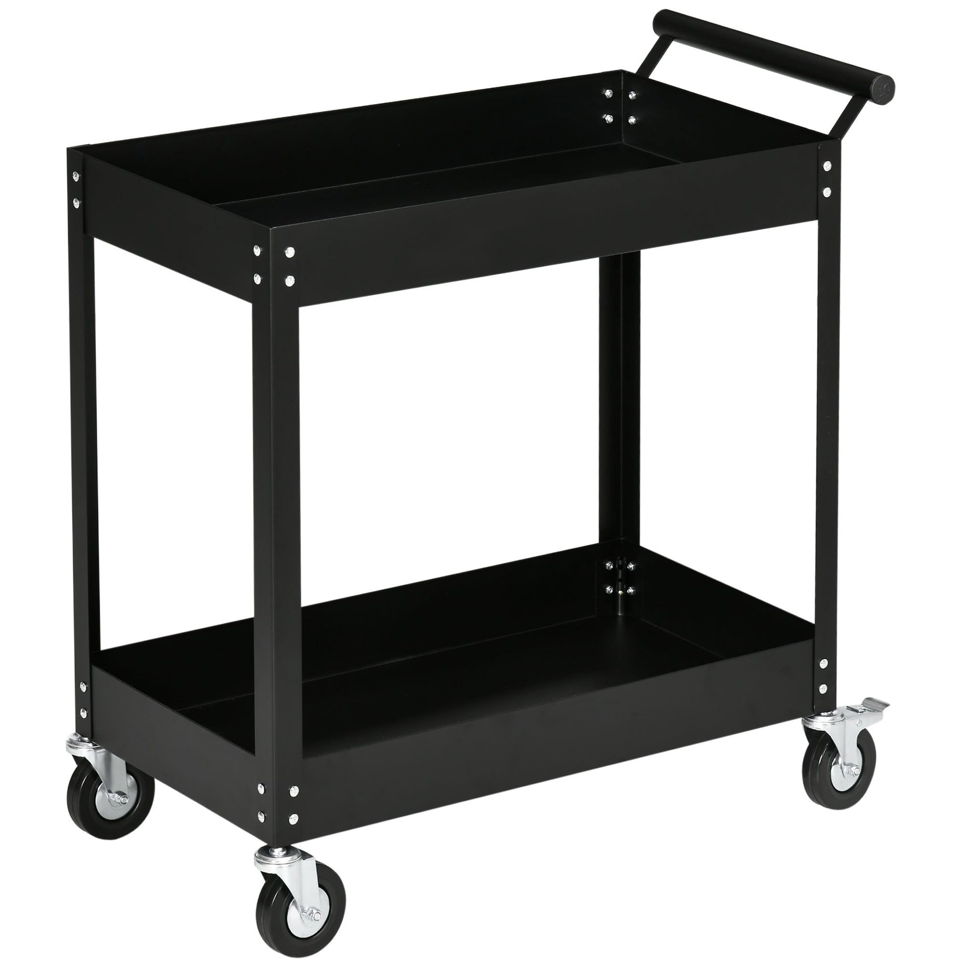 Black Garage Tool Trolley with 2 steel shelves | 84.5x38x84cm - Borgè