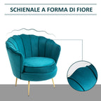 Vintage Style Design Poach Padded Velvet, 79x77x77cm, Oil green - Borgè