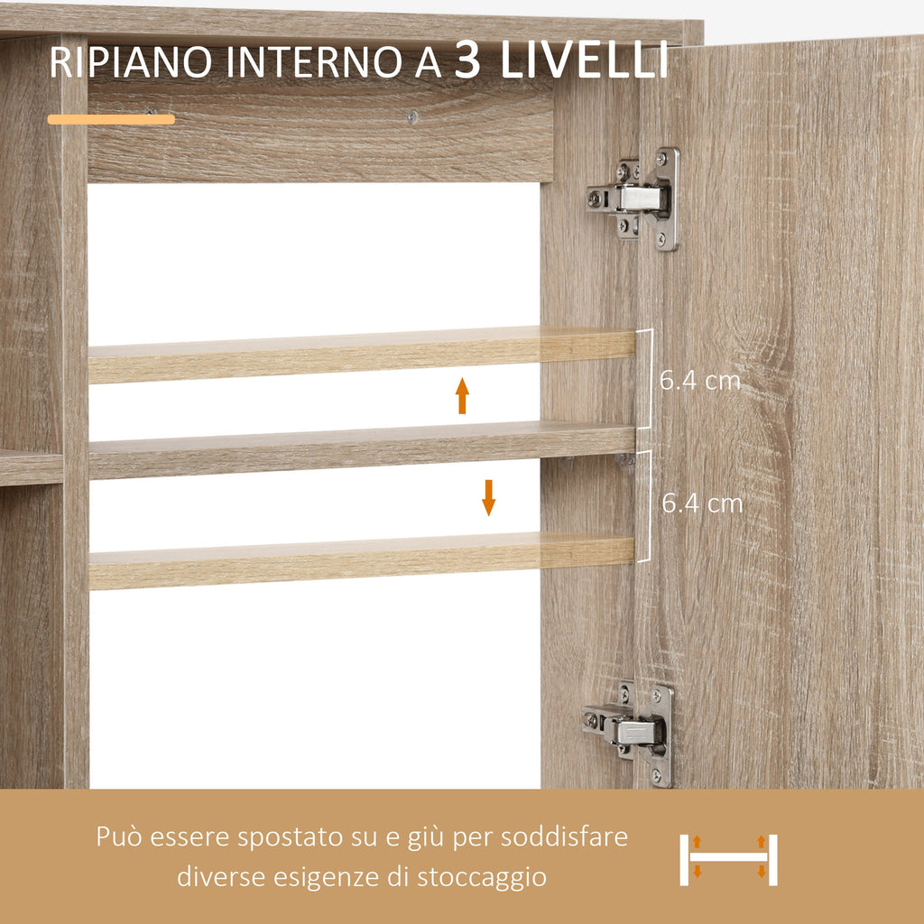 kleankin mirror cabinet for bathroom with adjustable shelf oak wall mounting - Borgè
