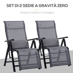 Zero Gravity Garden Lounger Set of 2, Adjustable on 9 Levels, with Cushions, 65x70x111cm, Grey - Borge' Group Limited