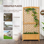 Outdoor Planter in Fir Wood with Raised Vertical Design, 90x45x180 cm, Yellow - Borge' Group Limited