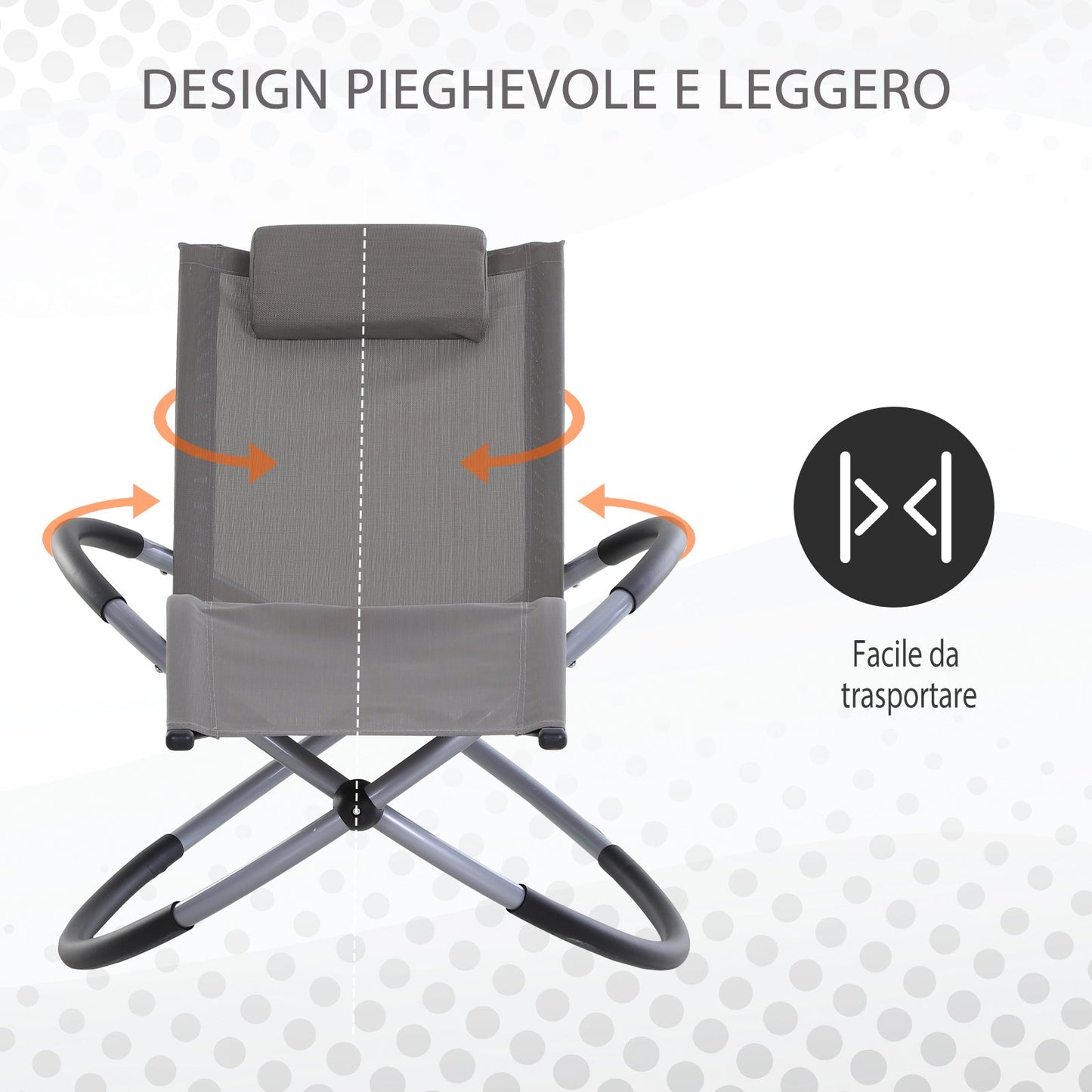 Outsunny rocking chair in Texilene Zero-Gravity Grigio 154x80x84cm