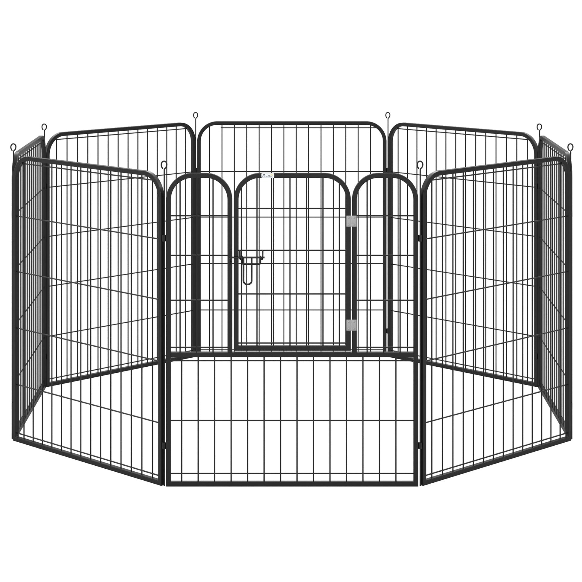 PAWHUT Modular fence for interior and outdoor dogs in metal and steel 8 panels 79x100cm - Borgè