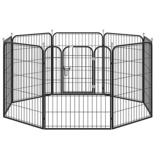 PAWHUT Modular fence for interior and outdoor dogs in metal and steel 8 panels 79x100cm - Borgè