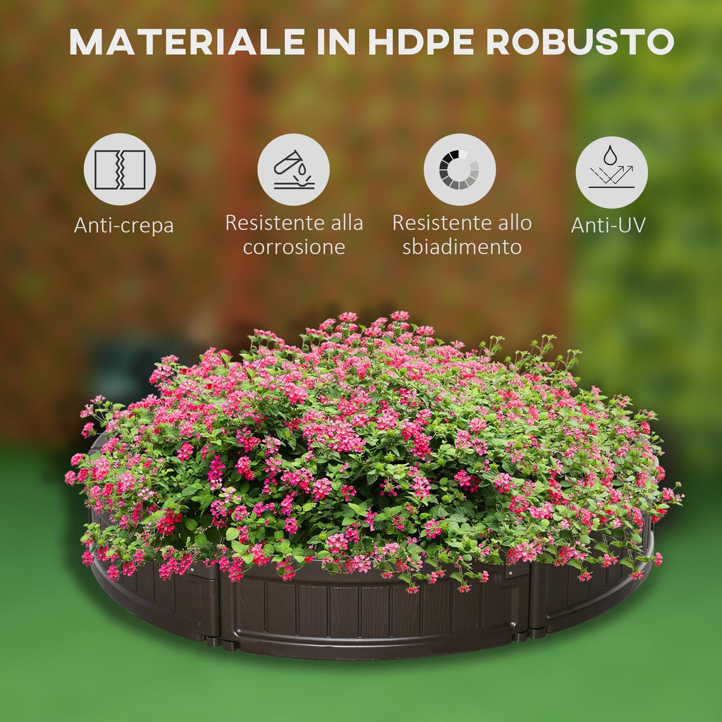 HDPE Raised Garden Bed, Round Outdoor Planter, Φ123x21cm, Brown - Borge' Group Limited