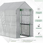 Outsunny greenhouse with house with pear cover, zipper door and 4 shelves, 186x120x190cm, white - Borgè