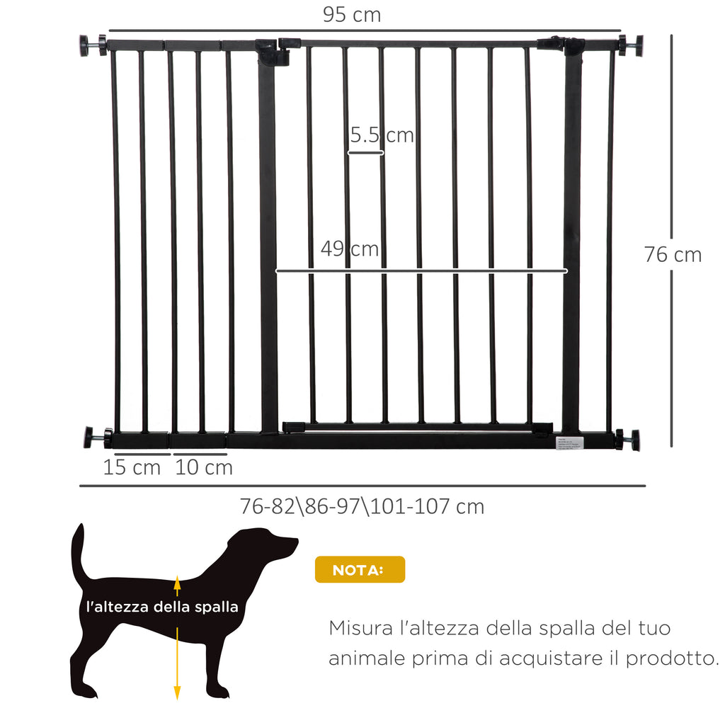 PAWHUT DOCK FOR DOG EXTENSIBLE WITH VITHS AND LARGE OPENING, METAL AND PLASTIC, 76-107X76 CM, BLACK - Borgè