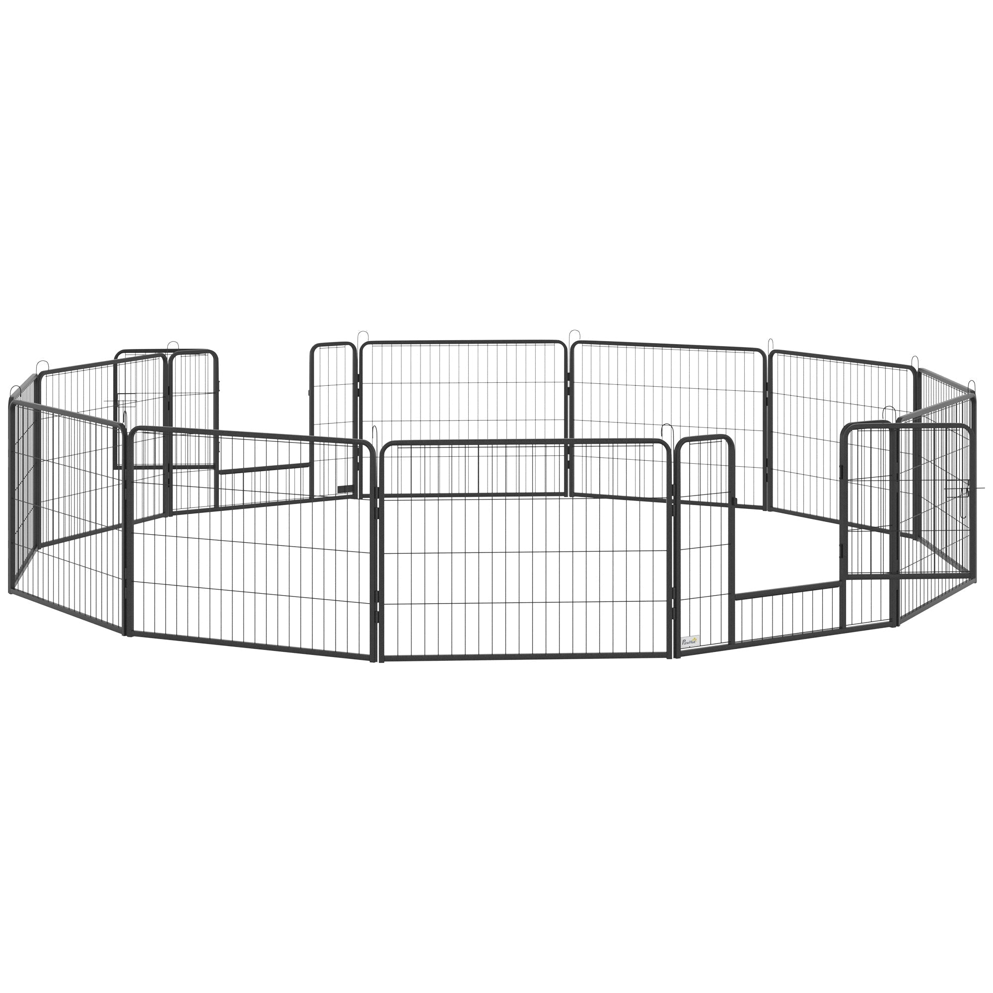 Dog and Puppy Playpen with 12 Modular Panels and 2 Entrances, 80x1.5x60cm - Borge' Group Limited