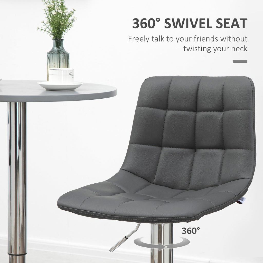 Set 2 swivel bar stools in like backs and backs, 42x45x89-110cm, Grey - Borgè