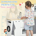 Homcom cuisine 2 pieces for children 3-6 years with kitchen utensils, lights and sound effects, in mdf and pp - Borgè