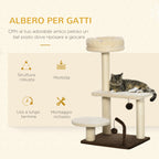 Scratching Tree with Sisal Pole, Perch and Play Balls, Chipboard and Plush, 44x38x74 cm - Borge' Group Limited