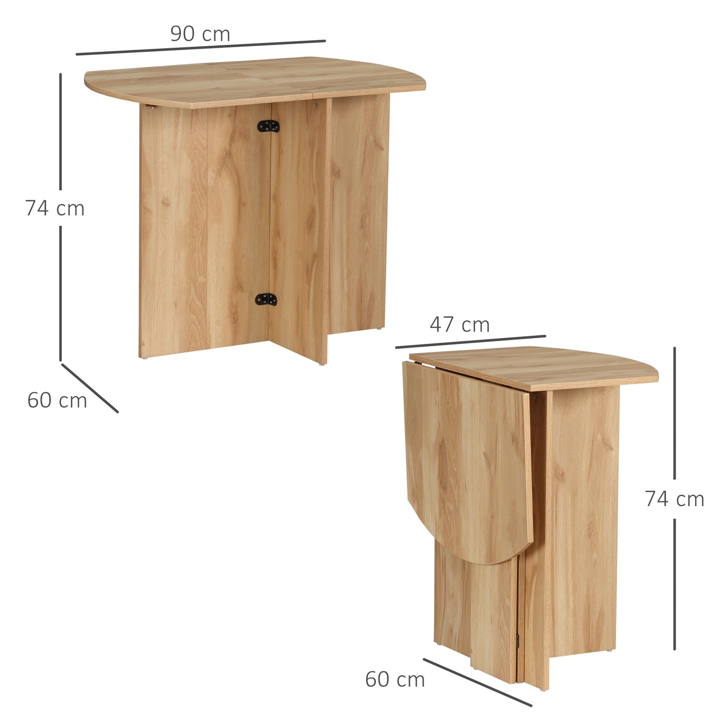 Folding Dressing Table Wooden Space, 90x60x74cm, oak - Borgè