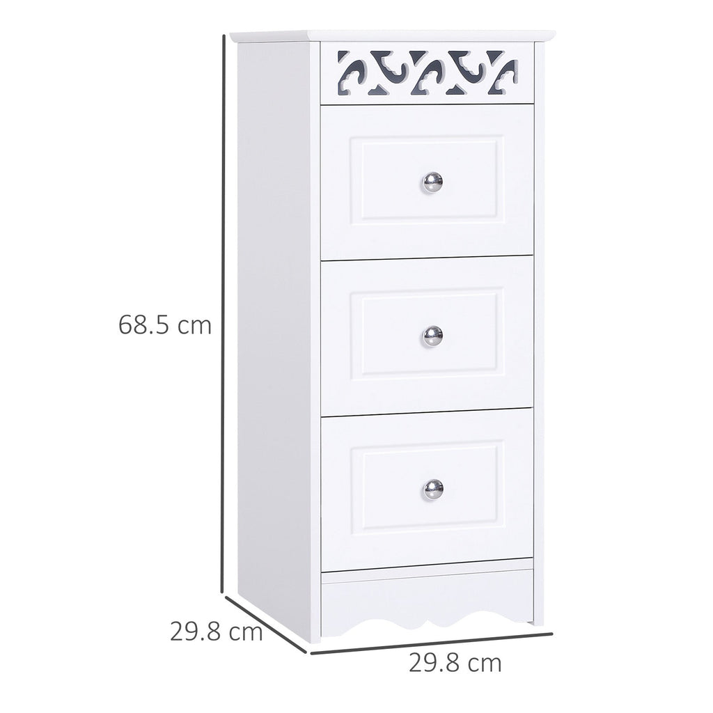 Wooden Bathroom Bathroom Cabinet With White Floral Forgotter Decor 30 x 30 x 68.5cm - Borgè