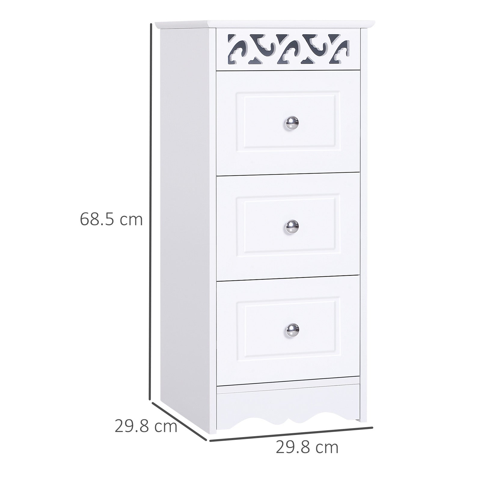 Wooden Bathroom Bathroom Cabinet With White Floral Forgotter Decor 30 x 30 x 68.5cm - Borgè
