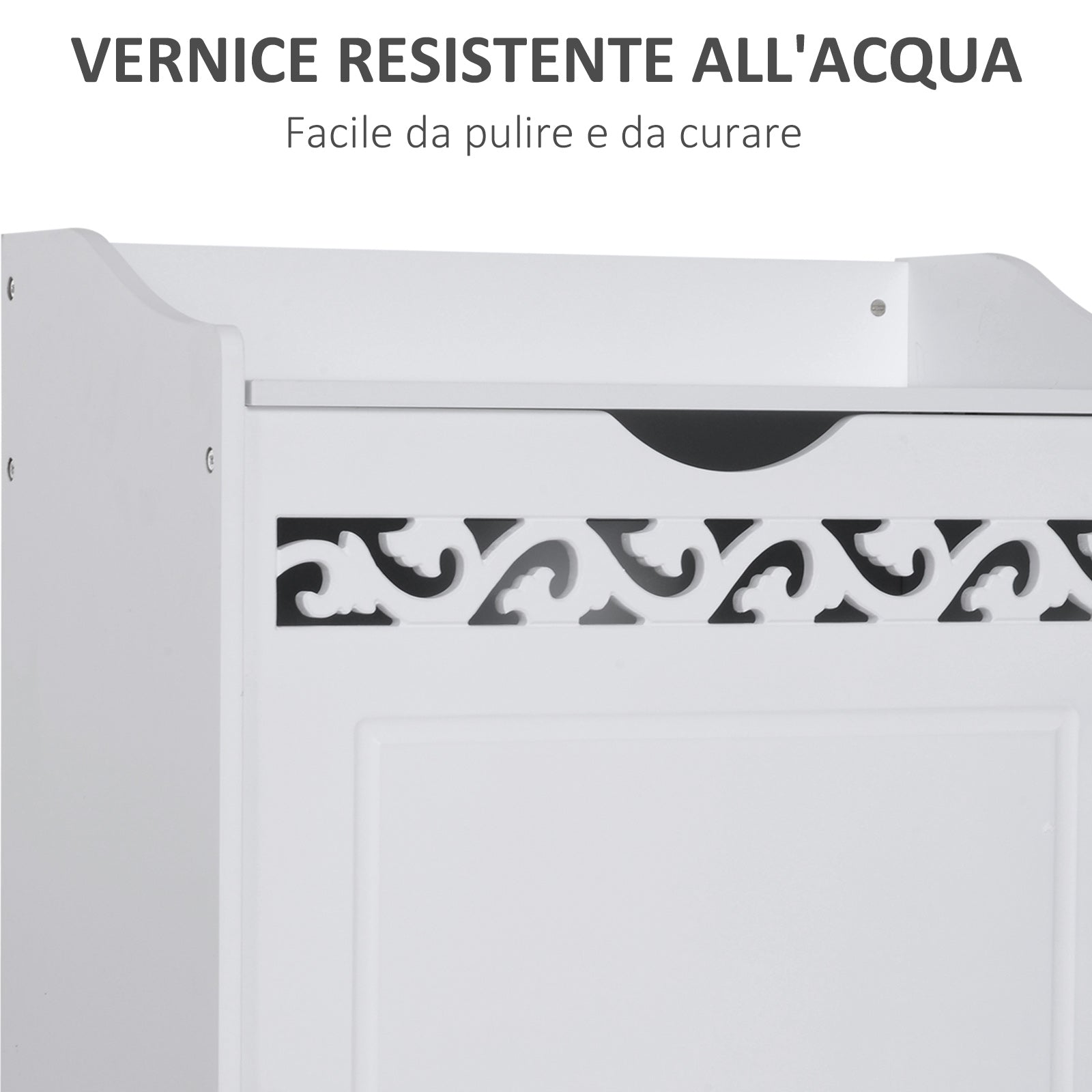 Wooden Wooden Cabinet with White with carved decoration 55 x 34 x 58 cm - Borgè