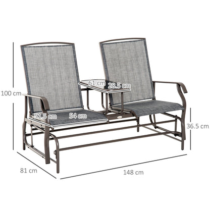 Outsunny - two -seater garden rocking with table 81 × 147 × 100cm