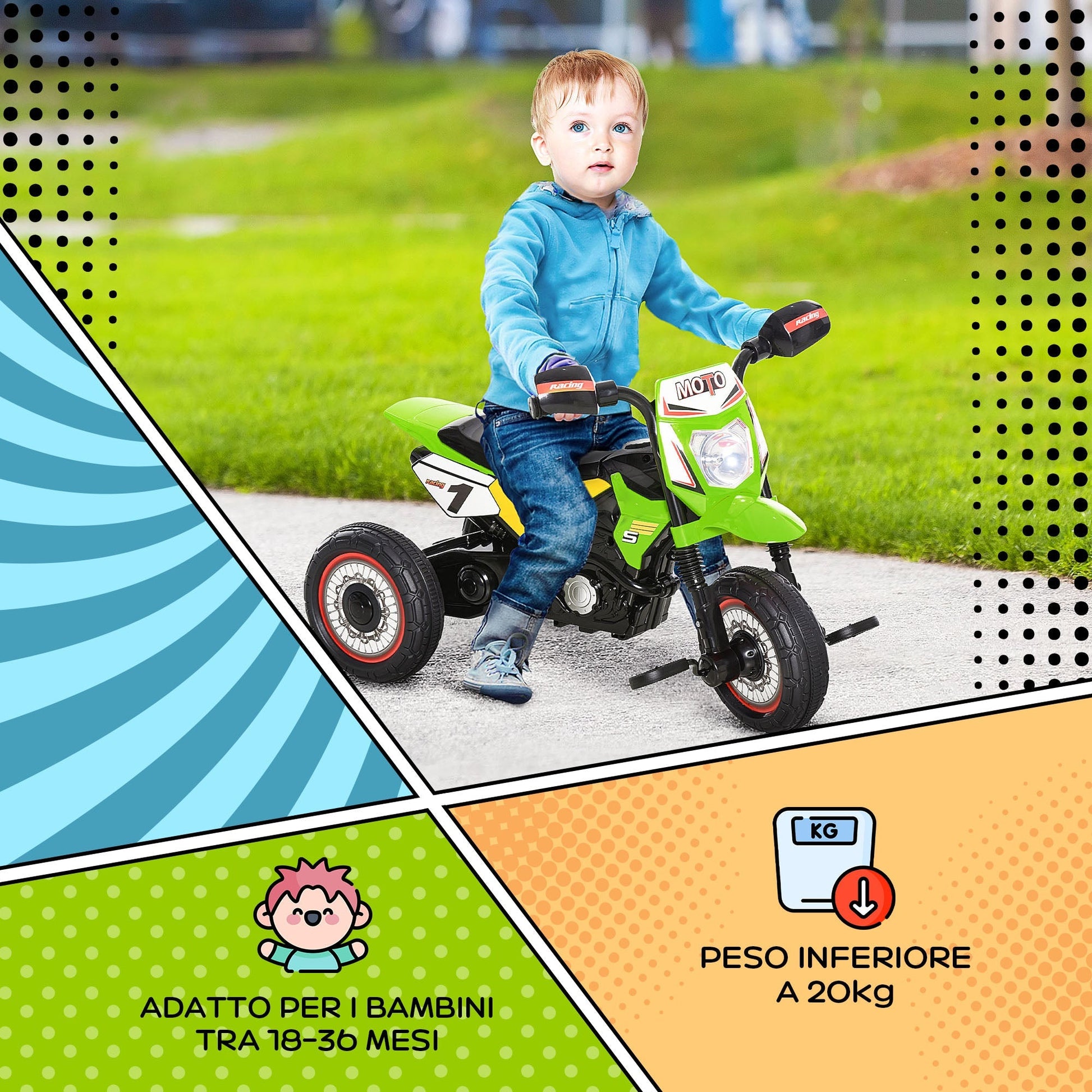 pedal tricycle for children, age 18-36 months - green - Borgè