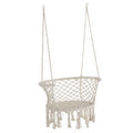 Boho Chic Garden Hammock, Polyester and Macramé Hanging Chair for Indoor and Outdoor Use, Cream, 80x60x36cm - Borge' Group Limited