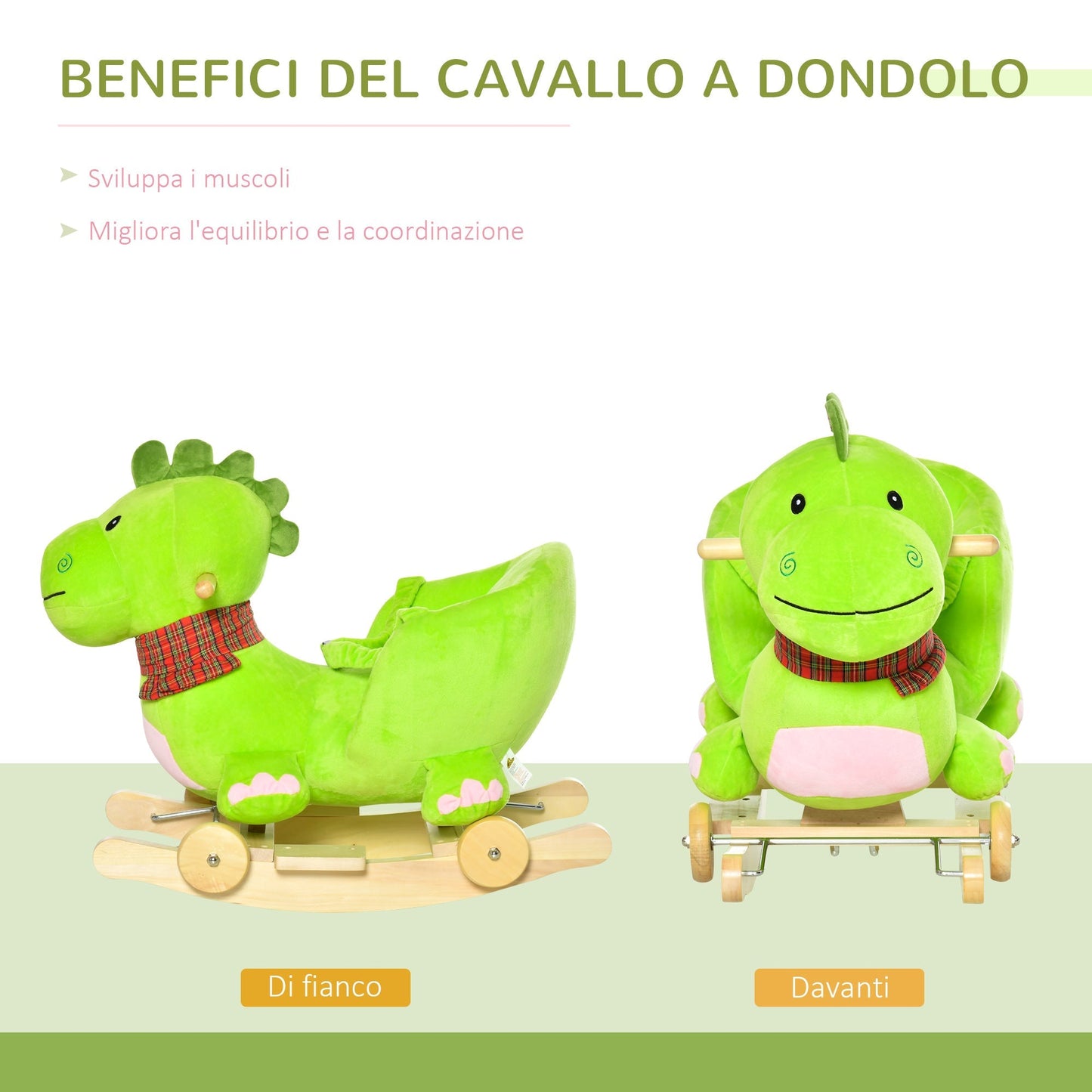 Green Rocking Dragon with Wheels| 2-3 Years