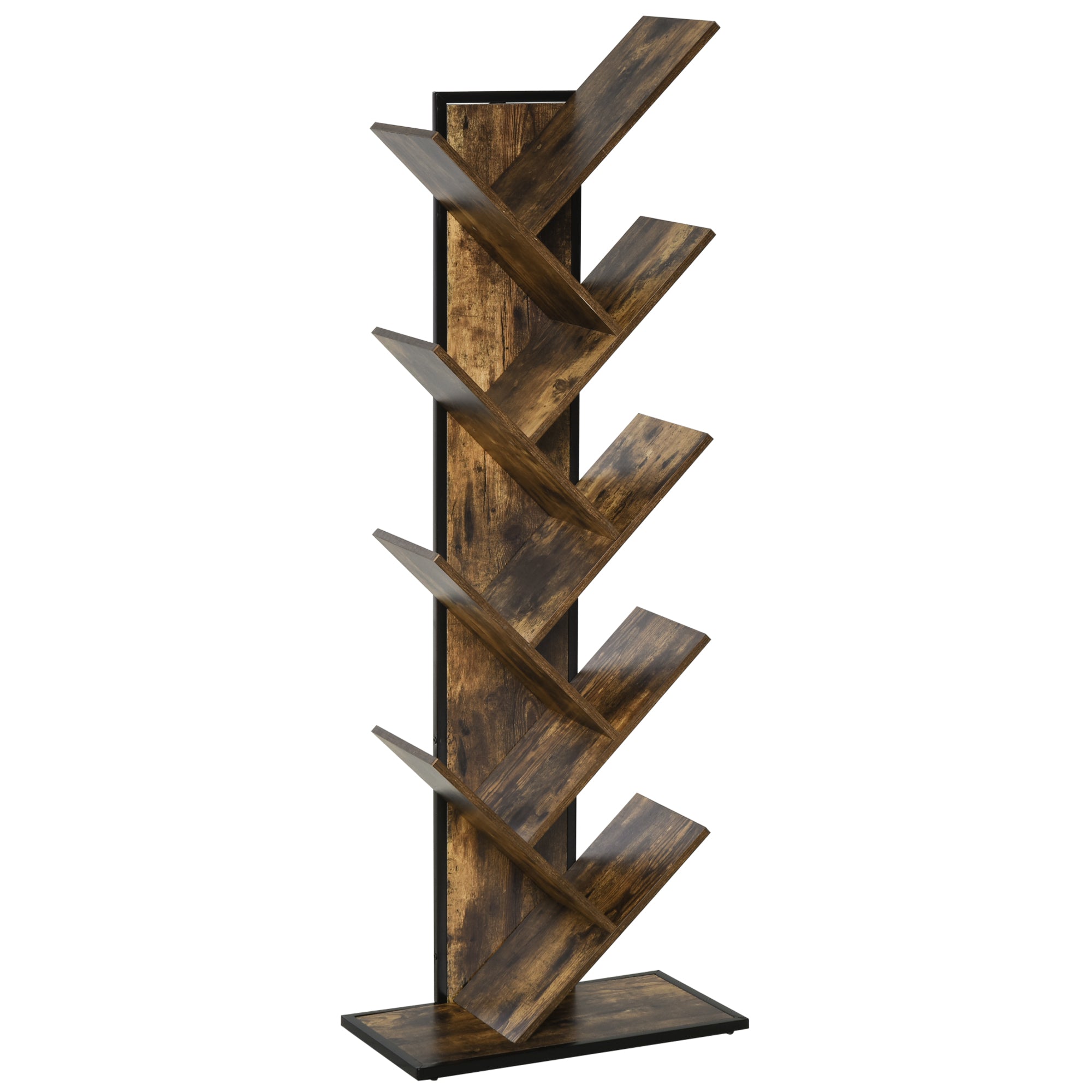shelves Library Design Wooden Tree Tree Wooden Style With 10 Wooden Colored shelves - Borgè