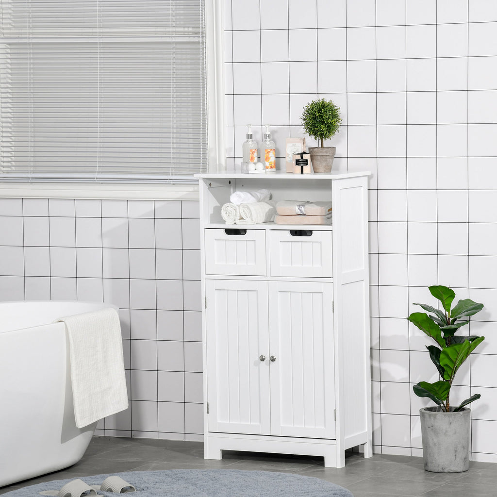 Kleankin Multiuse bathroom cabinet with 2 -door garbance peel and 2 white drawers - Borgè