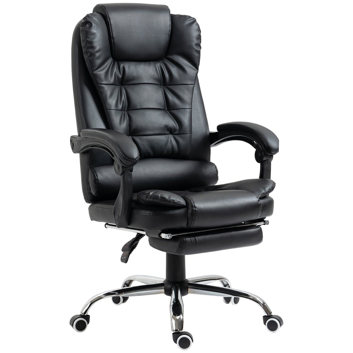 office chair at adjustable height with reclining back and footrest, 64.5x69x117-127 cm, black