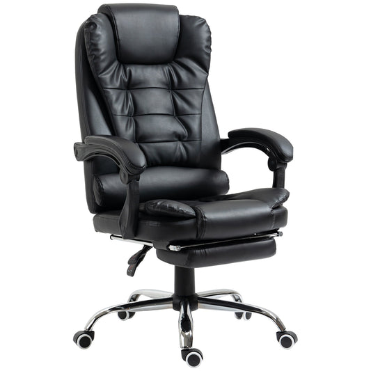 office chair at adjustable height with reclining back and footrest, 64.5x69x117-127 cm, black - Borgè